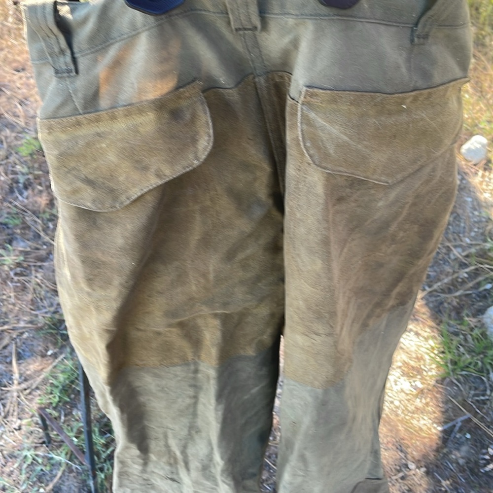 Vintage Filson Waxed Canvas Brush Pants & Suspenders 42 - Picture 9 of 12